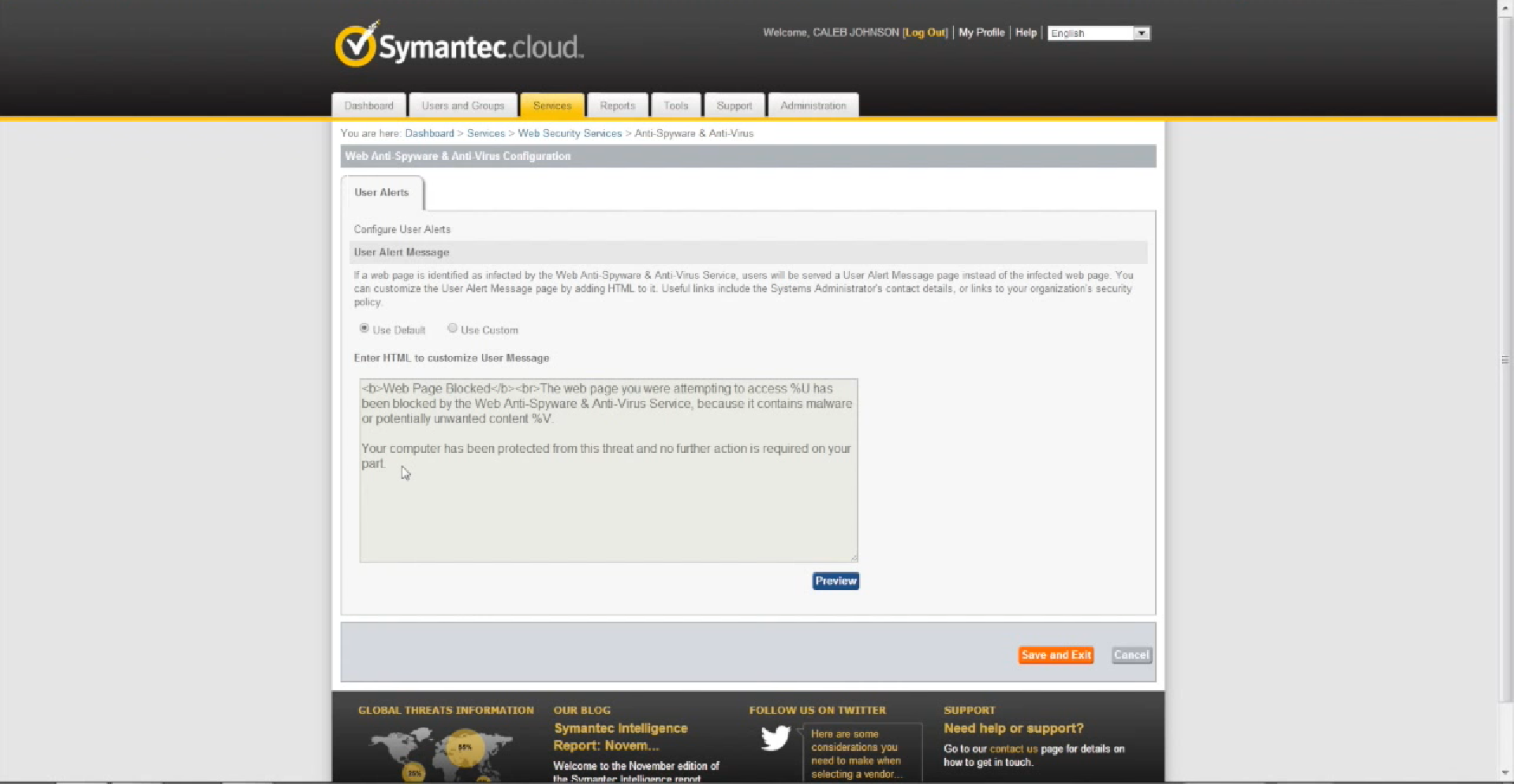 Symantec Cloud Web Anti-Spyware & Anti-Virus configuration Symantec Cloud Web Anti-Spyware & Anti-Virus configuration