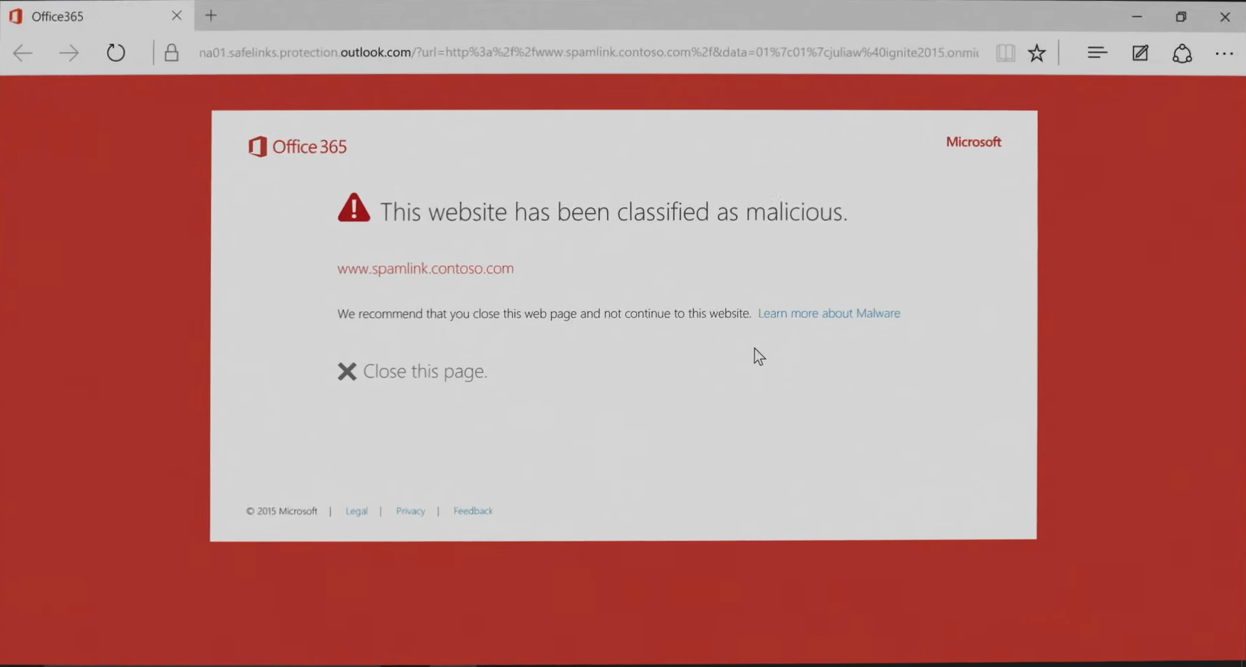 Microsoft ATP block page - unfortunately it is easy for scammers to spoof this page Microsoft ATP block page - unfortunately it is easy for scammers to spoof this page
