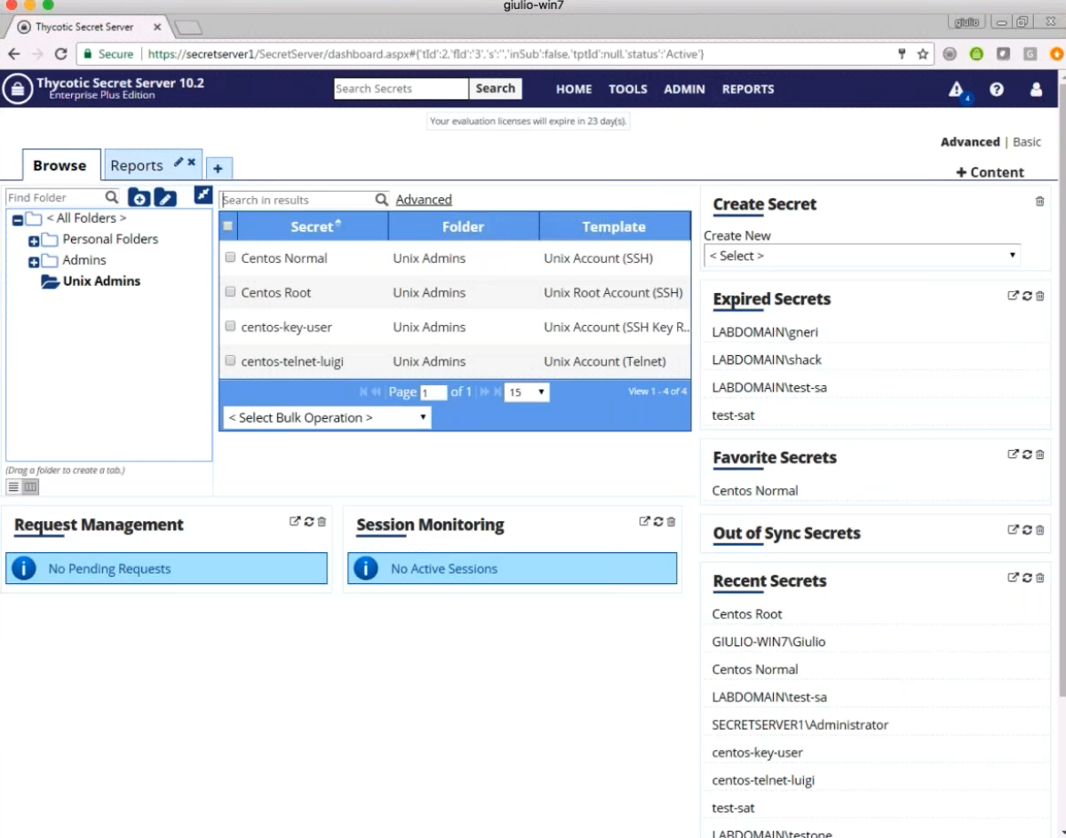 Thycotic secret server online dashboard Thycotic secret server online dashboard