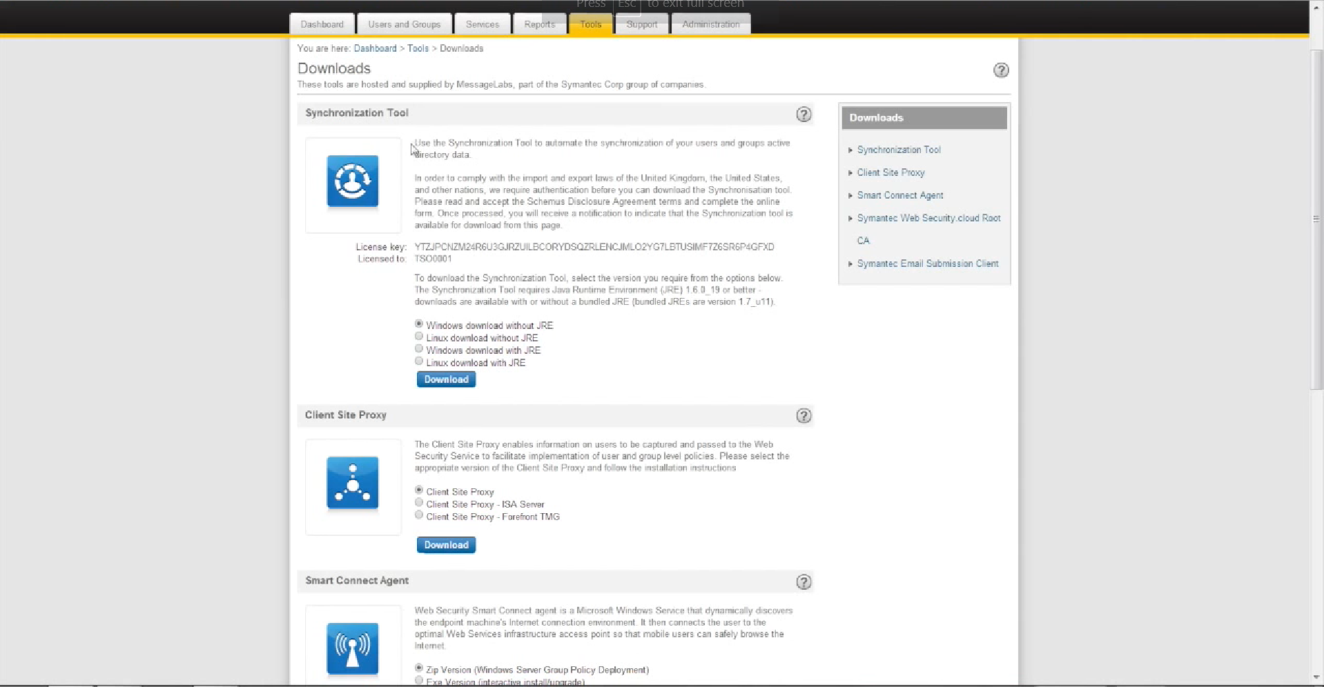 Symantec Cloud Download tools Symantec Cloud Download tools