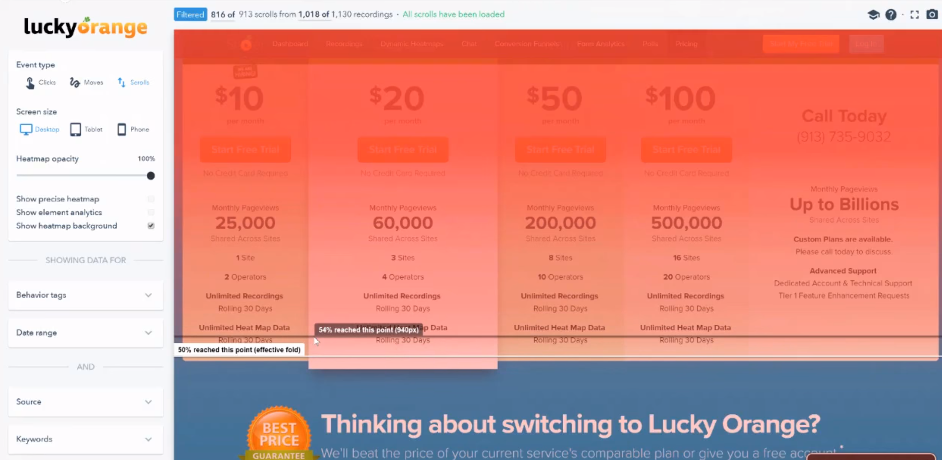 Lucky Orange heatmapping Lucky Orange heatmapping