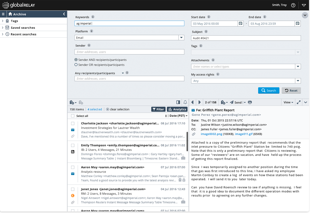 Global Relay archive search Global Relay archive search
