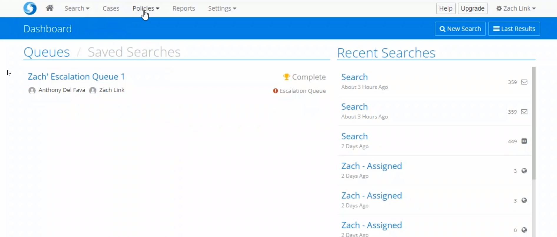 Saved Smarsh archive searches Saved Smarsh archive searches