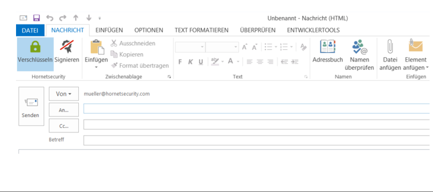 Hornetsecurity Outlook plugin demonstrating how to encrypt emails in Outlook Hornetsecurity Outlook plugin demonstrating how to encrypt emails in Outlook