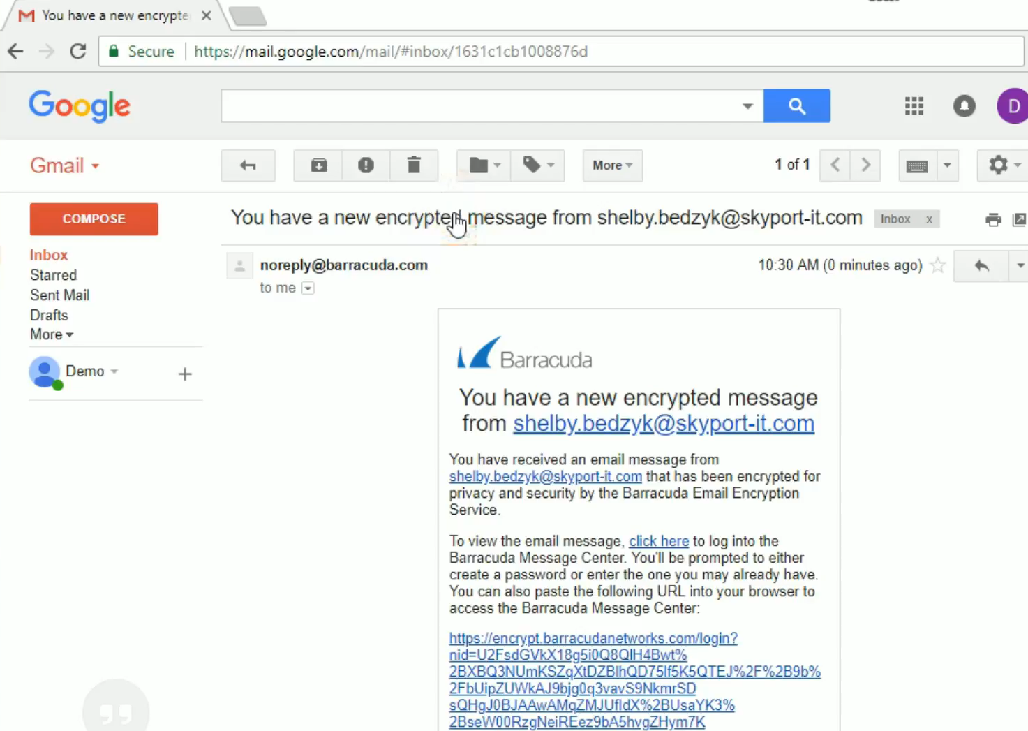 3rd party receiving an email encrypted by Barracuda Email Encryption 3rd party receiving an email encrypted by Barracuda Email Encryption