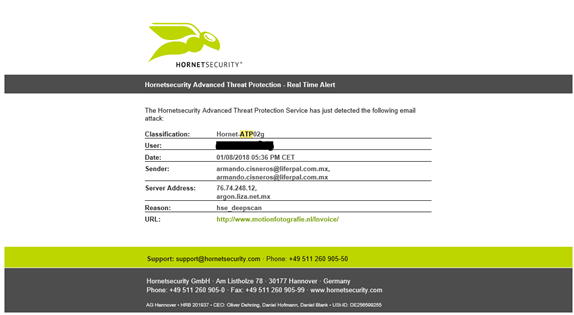 Hornetsecurity advanced threat protection alert Hornetsecurity advanced threat protection alert