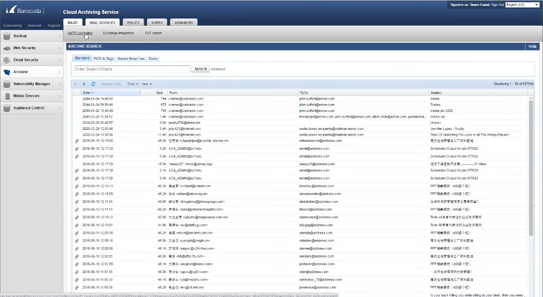 Barracuda Essentials archive search for administrators Barracuda Essentials archive search for administrators