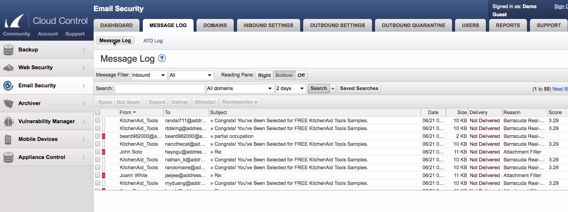 Barracuda Essentials Email Message Log Barracuda Essentials Email Message Log